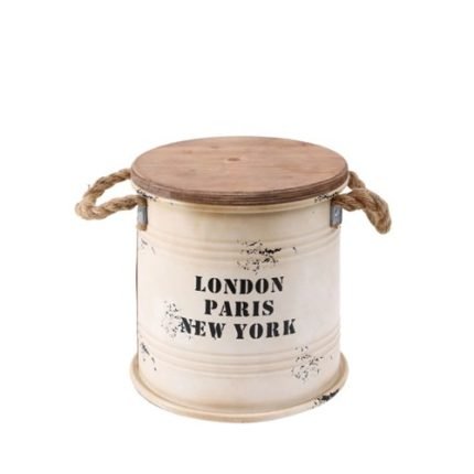 빈티지 드럼통 스툴(소)_아이보리