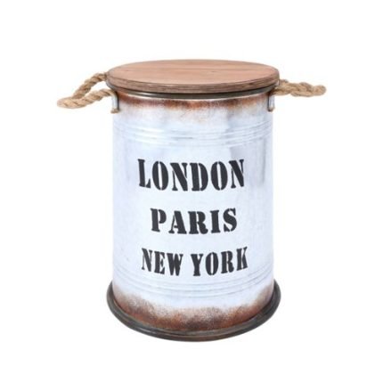 빈티지 드럼통 스툴_실버