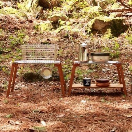 홀러 캠핑 스테인레스 사이드테이블 V2 미니 우드쉘프