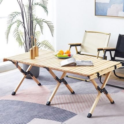 야외 캠핑 롤테이블 L 접이식 다용도 원목 좌식선반