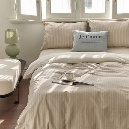 베이지 스트라이프 이불커버