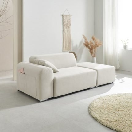 필우드가구 슈가 2인용 아쿠아텍스 패브릭 소파(스툴포함)