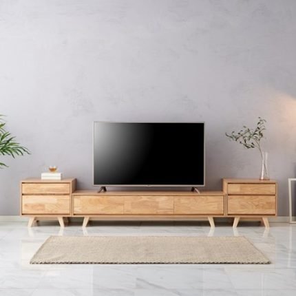 비발디 1500 고무나무 원목 TV거실장