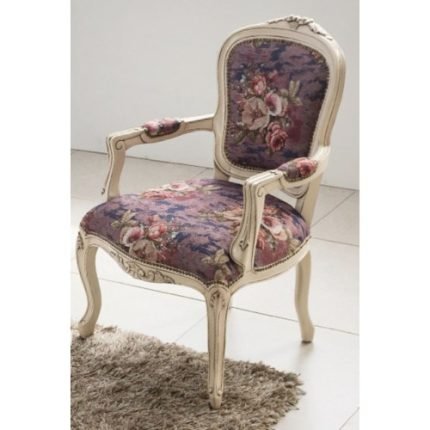 바이올렛 꽃장식 엔틱 화이트 원목 암체어 1인 쇼파 / 편안한  예쁜