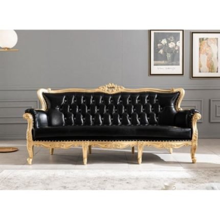 엔틱 호텔 가구 골드 블랙 3인용 원목 쇼파 / 예쁜 신혼 거실 소파