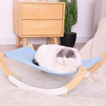 봉봉펫닷컴 고양이 반원형 원목 아늑 해먹 침대