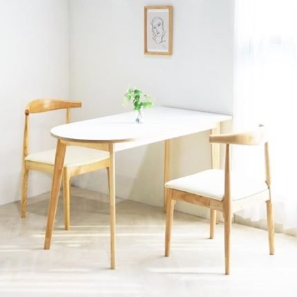 일루일루 포포 쿠션 반타원 원목 2인 식탁세트 3size