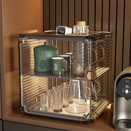 스테디 싱글 도어 컵 정리대 거치대 인테리어 다용도 투명 선반