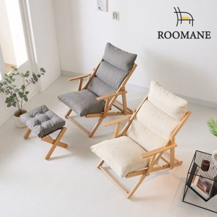 루마네 내추럴 안락의자 릴렉스 체어 1인용 원목 접이식 암체어 의자