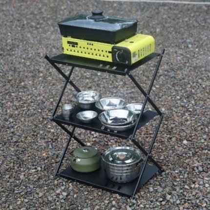 캠핑문 캠핑 경량 알루미늄 3단 선반 캠핑쉘프 접이식쉘프