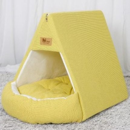 강아지 하우스 텐트 개집 쿠션 애견 방석 옐로우그린