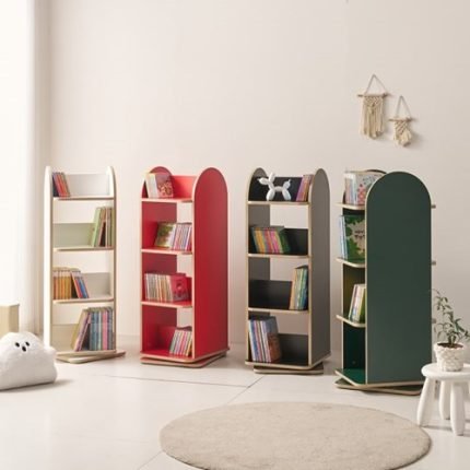 리언 회전책장 거실 만화 슬림 4단 책꽂이 회전형