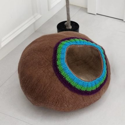 니트 브라운 고양이집 양모 숨숨집 방석 터널 캣하우스