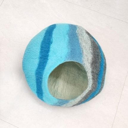 파도 스카이블루 고양이집 양모 숨숨집 방석 터널 캣하우스