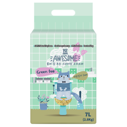 펫파운드 어썸 두부모래(녹차향/그린티)2mm * 6ea